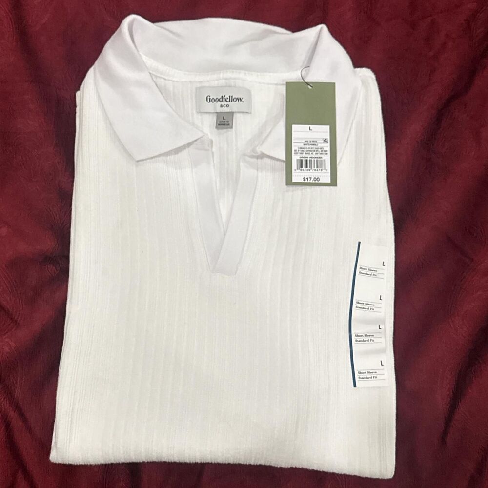 Goodfellow & Co Men's White cotton ribbed collared shirt